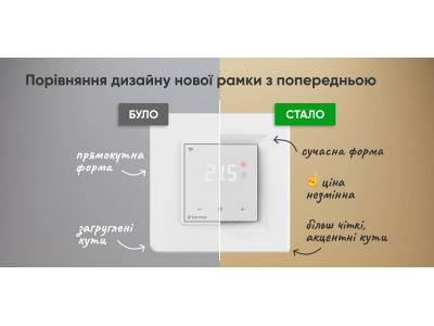 Обновленная форма рамки терморегуляторов terneo