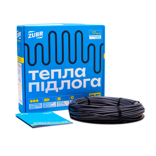 Нагревательный кабель 52 м, 5,2 - 6,5 кв. м, 890Вт, ZUBR DC Cable 17 / 890 Вт