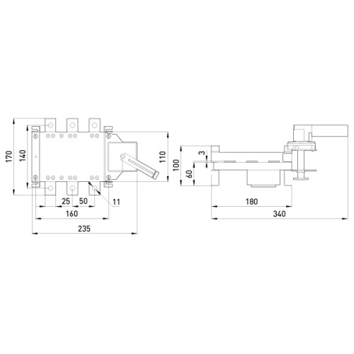Выключатель-разъединитель 200А, 3 фазы, e.industrial.ukgz.200.3, 3р Enext