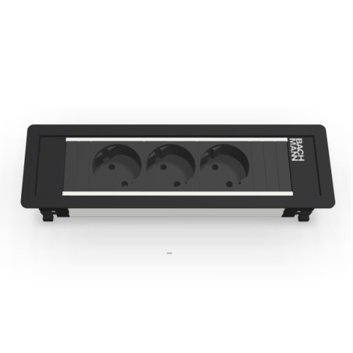Врезной блок розеток в стол 220В Bachmann Power Frame, черная рамка
