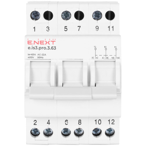 Переключатель на 3 положения, 63А, 3 полюса, e.is3.pro.3.63 Enext p008015