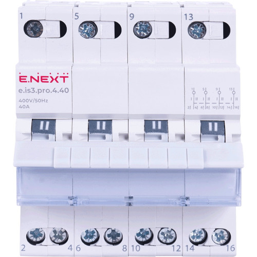 Переключатель на 3 положения, 40А, 4 полюса, e.is3.pro.4.40 Enext p008025
