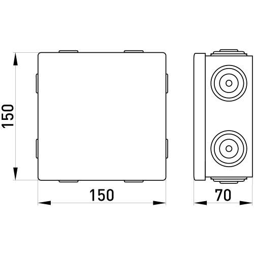 Монтажная коробка 150х150х70, IP55. e.db.pro.150.150.70u Enext p016104