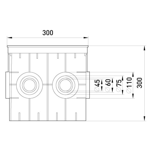 Колодец кабельный пластиковый 300х300х300 мм с крышкой, 6 выводов, e.manhole.300.300.300.6.cover Enext CP303032