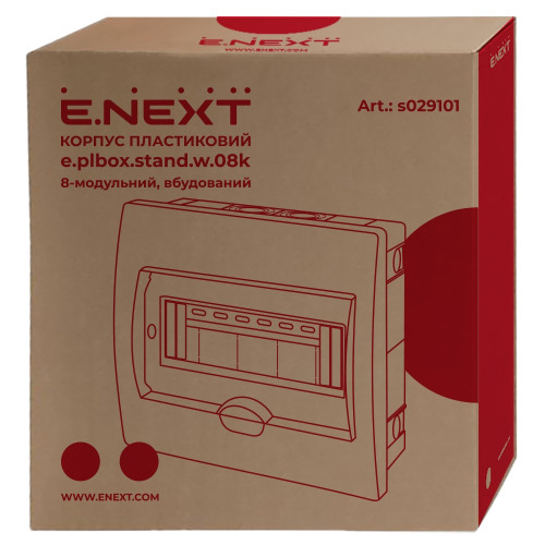 Щит электрический на 8 модулей, встраиваемый, e.plbox.stand.w.08k Enext s029101