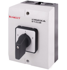 Переключатель I-0-II в корпусе, 20А, 3 полюса, e.industrial.sb.0-1-2.3.20 Enext i0360015