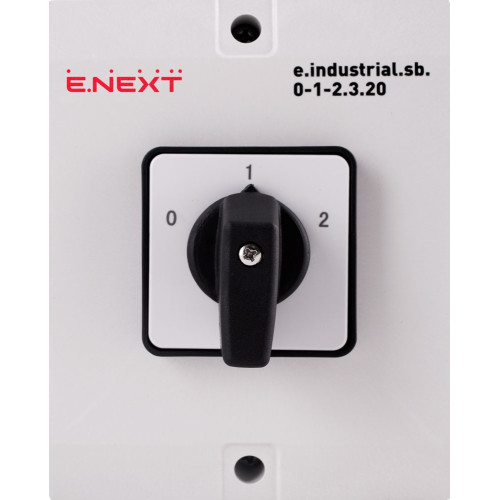 Переключатель I-0-II в корпусе, 20А, 3 полюса, e.industrial.sb.0-1-2.3.20 Enext i0360015
