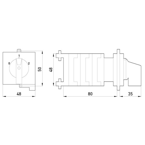 Переключатель I-0-II в корпусе, 20А, 3 полюса, e.industrial.sb.0-1-2.3.20 Enext i0360015