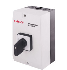 Переключатель I-0-II в корпусе, 32А, 3 полюса, e.industrial.sb.0-1-2.3.32 Enext i0360016