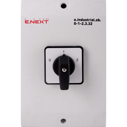 Переключатель I-0-II в корпусе, 32А, 3 полюса, e.industrial.sb.0-1-2.3.32 Enext i0360016