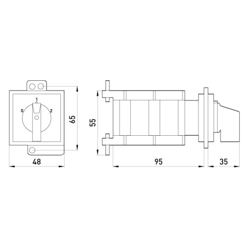 Переключатель I-0-II в корпусе, 32А, 3 полюса, e.industrial.sb.0-1-2.3.32 Enext i0360016