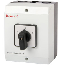 Переключатель 1-0-2 в корпусе, 20А, 3 полюса, e.industrial.sb.1-0-2.3.20 Enext i0360005