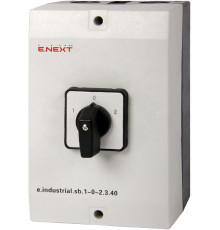 Переключатель 1-0-2 в корпусе, 40А, 3 полюса, e.industrial.sb.1-0-2.3.40 Enext i0360006