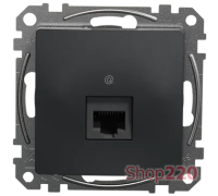Компьютерная розетка RJ45 кат. 6 UTP, черный, Sedna Design