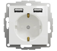 Розетка электрическая с USB тип А+А, белый, Sedna Design