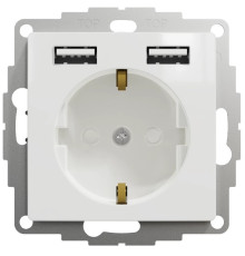 Розетка электрическая с USB тип А+А, белый, Sedna Design