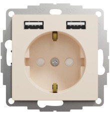 Розетка электрическая с USB тип А+А, бежевый, Sedna Design