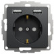 Розетка электрическая с USB тип А+А, черный, Sedna Design SDD114052