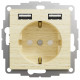 Розетка электрическая с USB тип А+А, береза, Sedna Design SDD180052
