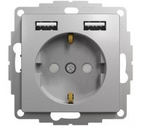 Розетка электрическая с USB тип А+А, алюминий, Sedna Design