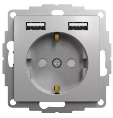 Розетка электрическая с USB тип А+А, алюминий, Sedna Design
