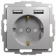 Розетка электрическая с USB тип А+А, алюминий, Sedna Design SDD113052