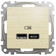 Розетка USB тип A+C 2,4A, береза, Sedna Design SDD180402