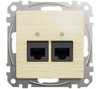 Компьютерная розетка 2 х RJ45 кат. 5е UTP, береза, Sedna Design