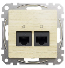 Компьютерная розетка 2 х RJ45 кат. 5е UTP, береза, Sedna Design