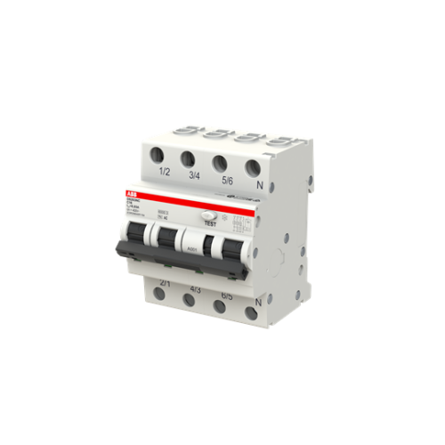 Трехфазный дифавтомат 32А, 30мА, тип АC, DS203NC C32 AC30 ABB