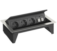 Розеточный блок с крышкой на 3 розетки 220В + 2хRJ-45, OBO Bettermann