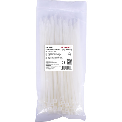Кабельная стяжка 370мм х 4мм, белый, e.ct.stand.370.4.white Enext s015031