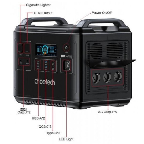 Зарядная станция Choetech BS006, 2000W/1997Wh