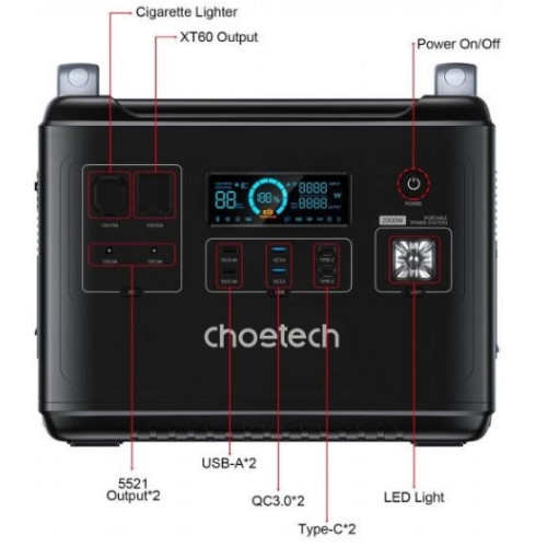 Зарядная станция Choetech BS006, 2000W/1997Wh