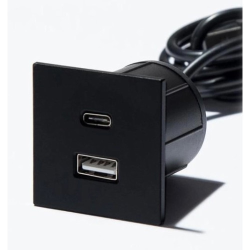 Розетка USB тип А+С в стол и мебель, черный, Versapick ASA 060.29Z.00045