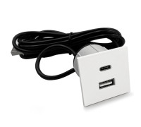 Розетка USB тип А+С в стол и мебель, белый, Versapick ASA 060.29Z.00043