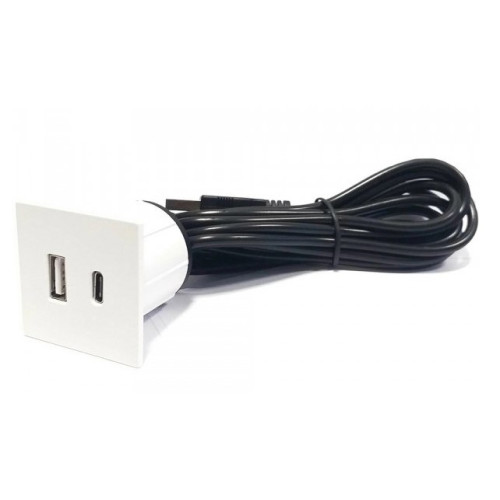 Розетка USB тип А+С в стол и мебель, белый, Versapick ASA 060.29Z.00043