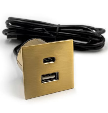 Розетка USB тип А+С в стол и мебель, золото, Versapick ASA 060.29Z.00048