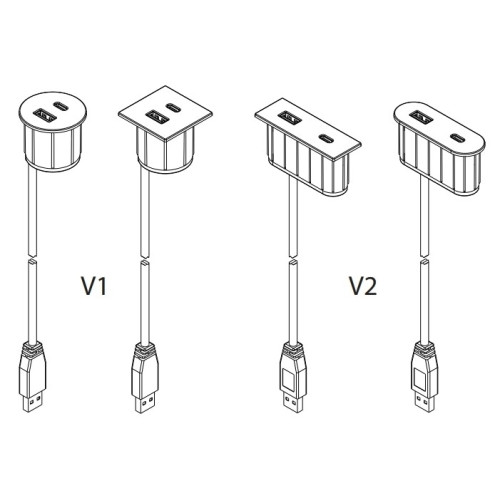 Розетка USB тип А+С в стол и мебель, состаренная бронза, Versapick ASA 060.29Z.00047