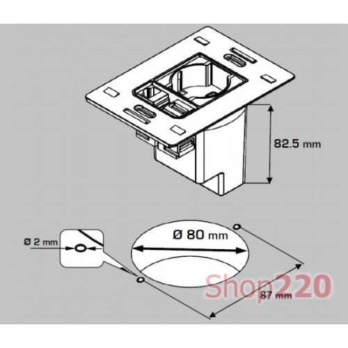 Розетка 220В с USB тип А+С в столешницу, белый, Versapad ASA 060.08F.00063