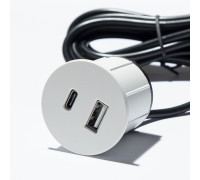 Розетка USB тип А+С в мебель, белый, Versapick ASA