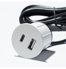 Розетка USB тип А+С в мебель, белый, Versapick ASA