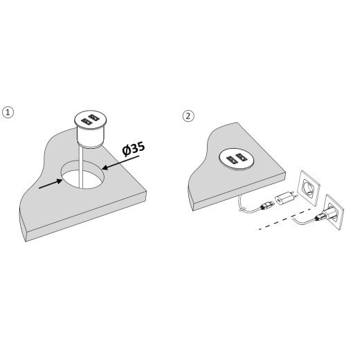 Розетка USB тип А+С в мебель, черный, Versapick ASA ASA-060.29Z.00037