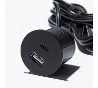 Розетка USB тип А+С в мебель, черный, Versapick ASA