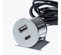 Розетка USB тип А+С в мебель, нержавеющая сталь, Versapick ASA