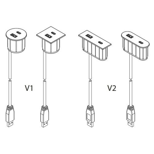 Розетка USB тип А+С в мебель, золото, Versapick ASA ASA-060.29Z.00040