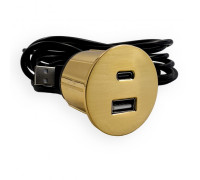 Розетка USB тип А+С в мебель, золото, Versapick ASA