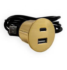 Розетка USB тип А+С в мебель, золото, Versapick ASA