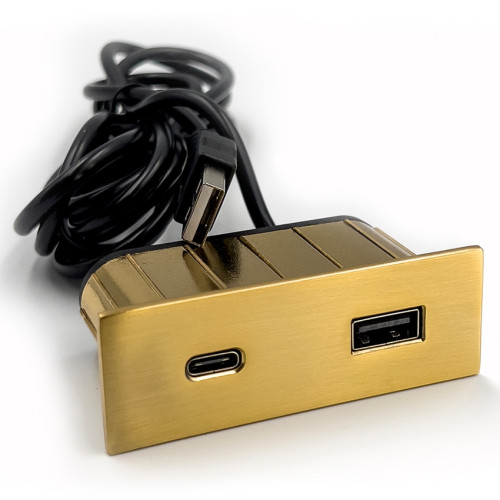 Розетка USB тип А+С в стол/мебель, золото, Versapick ASA ASA-060.29Z.00056
