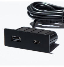 Розетка USB тип А+С в стол/мебель, черный, Versapick ASA